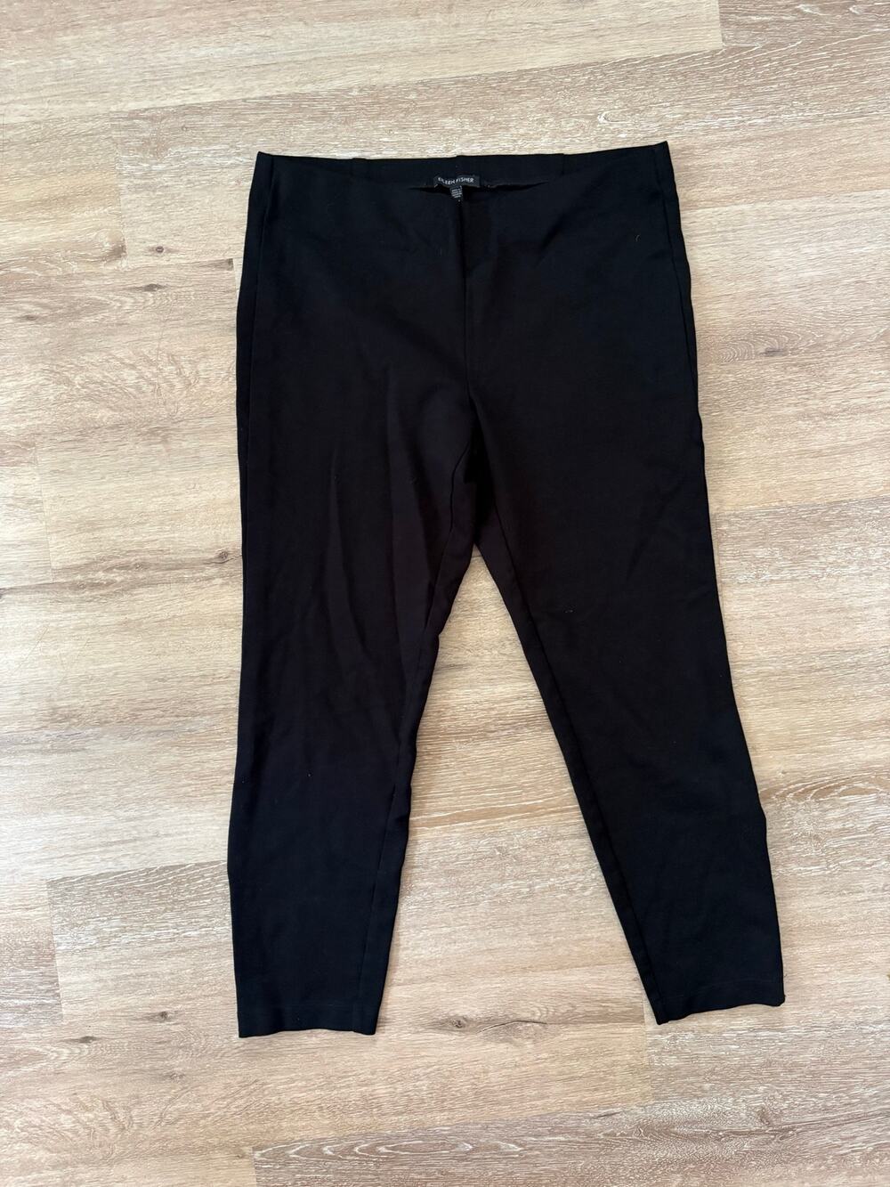 Eileen Fisher Womens Black Knit Pants Zipper Ankle